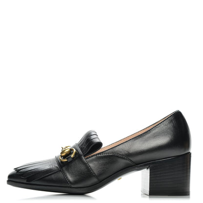 Gucci Malaga Kid Polly Kiltie Fringe 55mm Loafer Pumps 35 Black 1 of 8