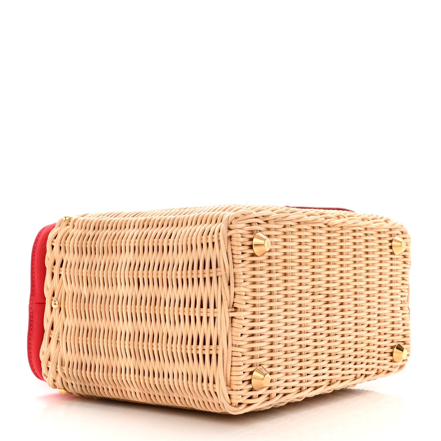 Prada Wicker Canvas Tote Naturale Red 4 of 12