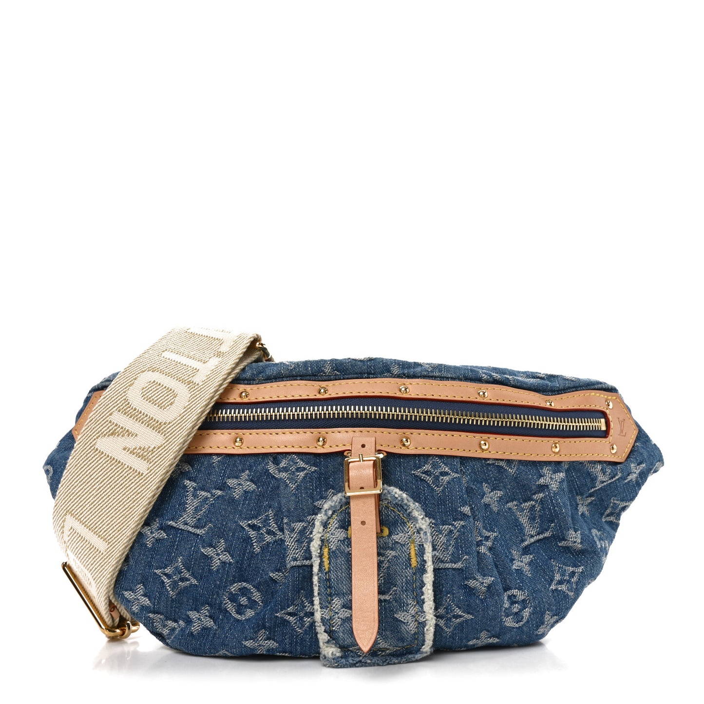 Monogram Denim High Rise Bumbag Blue
