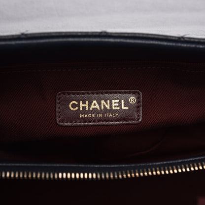 Chanel Shiny Sheepskin Quilted Large Trapezio Flap Navy 6 of 10