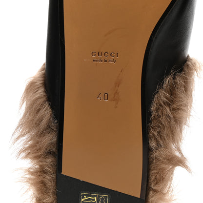 Gucci Calfskin Fur Womens Princetown Slippers 40 Black 6 of 10