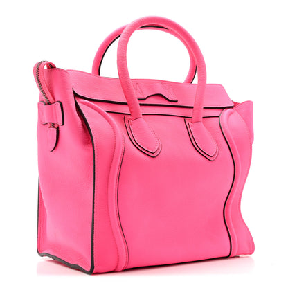 Celine Drummed Calfskin Mini Luggage Fluo Pink 3 of 13