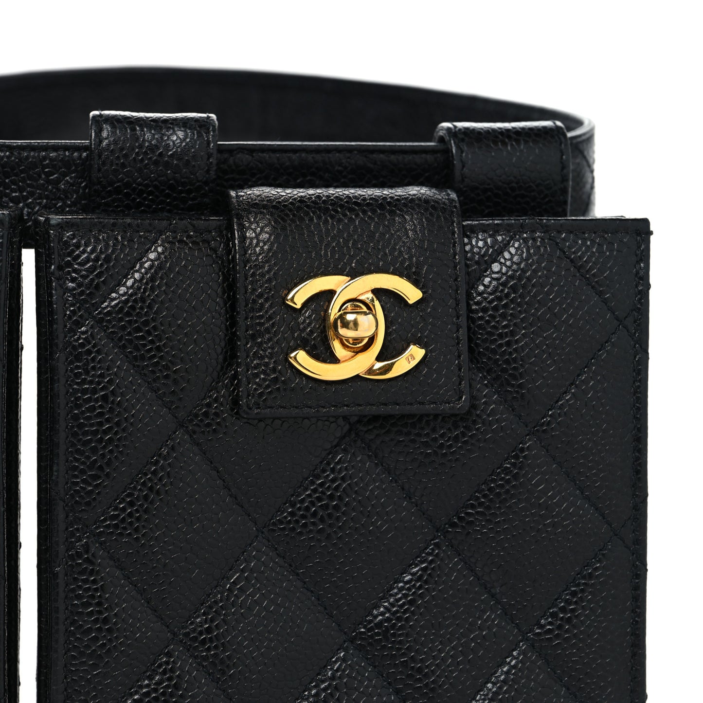 Caviar Quilted Double Belt Flap Waist Bag 70 28 Black