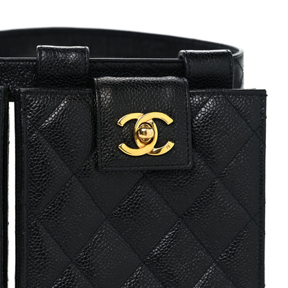 Chanel Caviar Quilted Double Belt Flap Waist Bag 70 28 Black 10 of 12