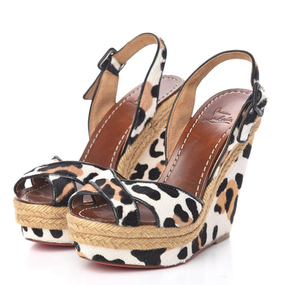 Christian Louboutin Pony Hair Tigresse 140 Espadrille Wedges 35 3 of 9