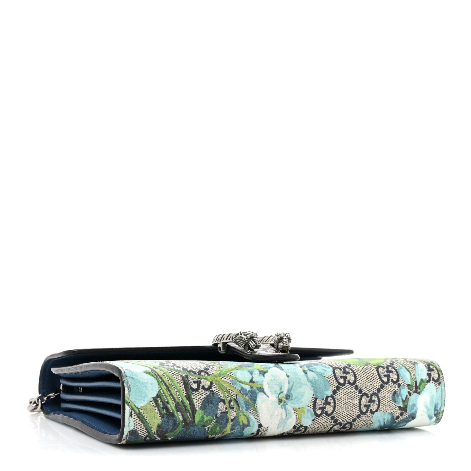 Gucci GG Supreme Monogram Blooms Mini Dionysus Chain Wallet Beige Blue Navy Vintage Blue 4 of 16