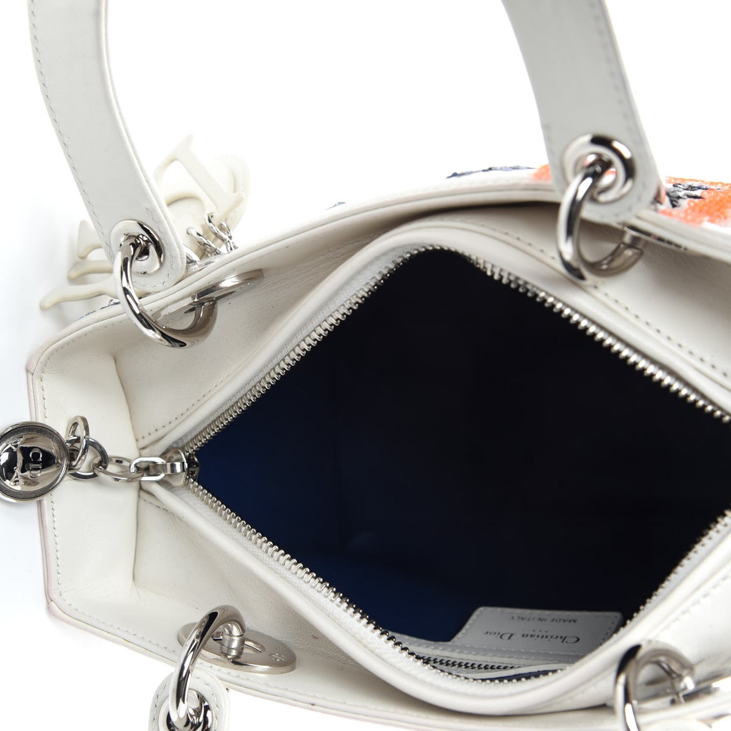 Lambskin Embroidered Sequin Medium Flower Lady Dior Off White