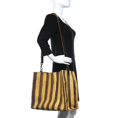 Fendi Canvas Striped Shopping Tote Yellow 2 of 13