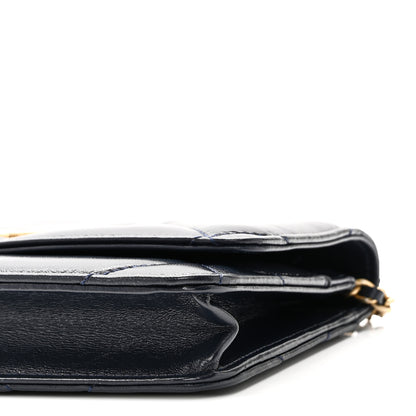 Chanel Lambskin Quilted Wallet On Chain WOC Navy 11 of 11
