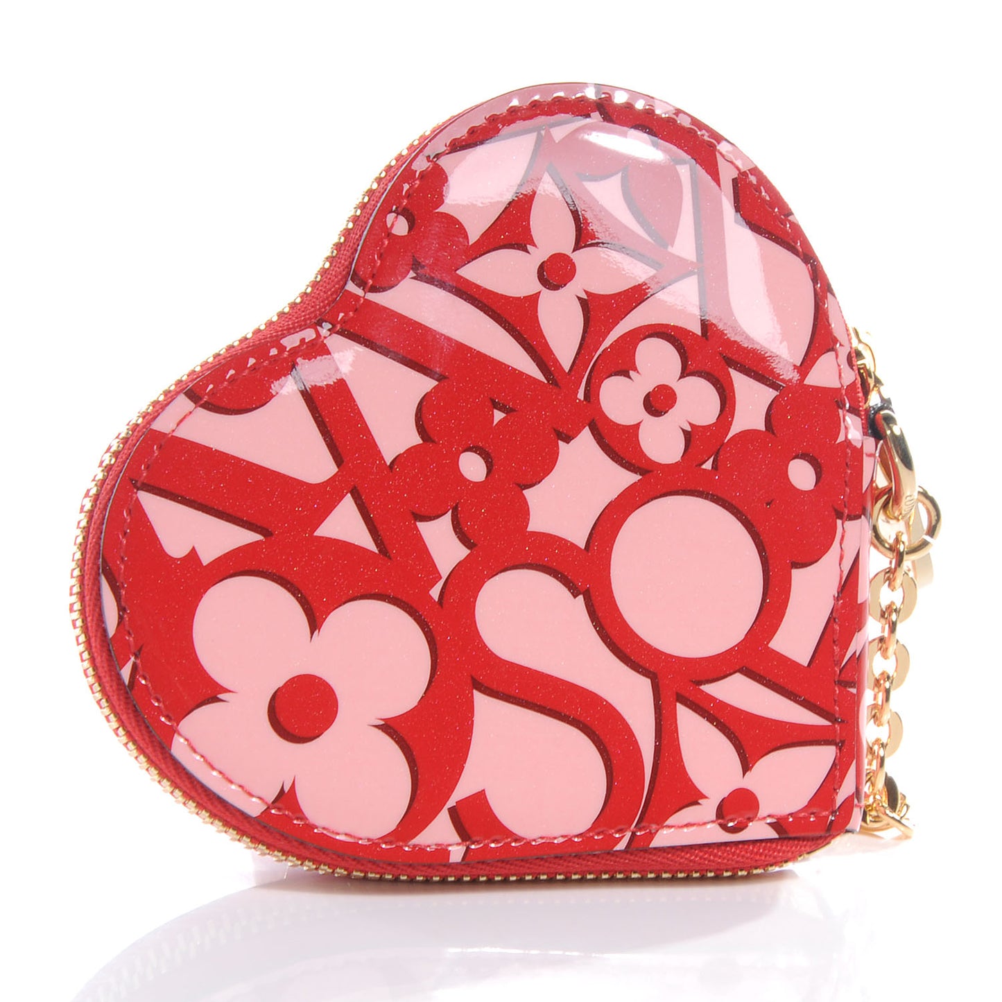 Patent Sweet Monogram Coeur Heart Coin Purse Pomme D'Amour