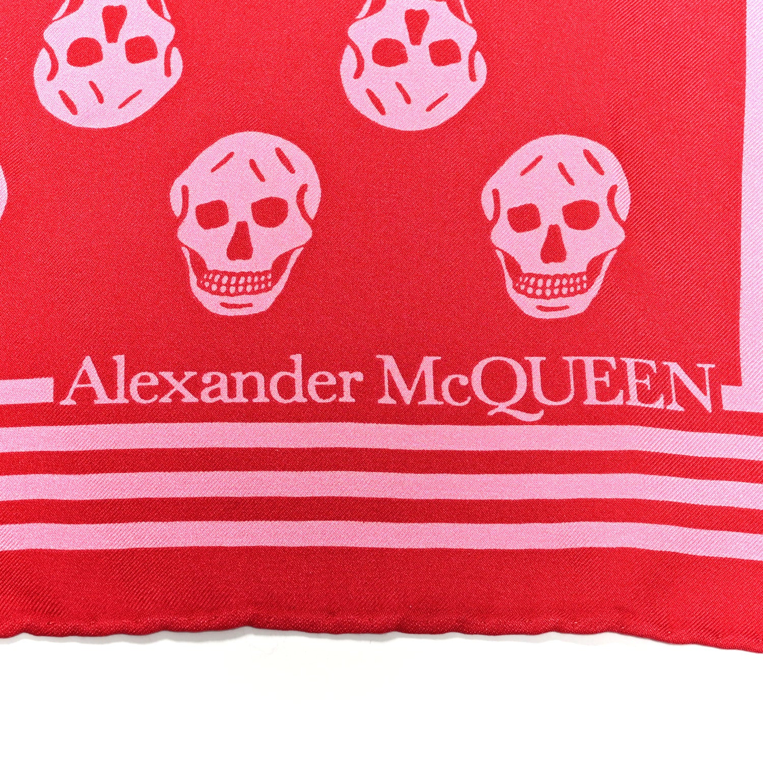 Alexander McQueen Silk Chiffon Skull Scarf Red Pink 2 of 5