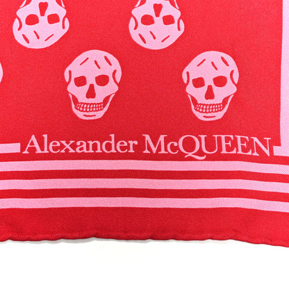 Alexander McQueen Silk Chiffon Skull Scarf Red Pink 2 of 5