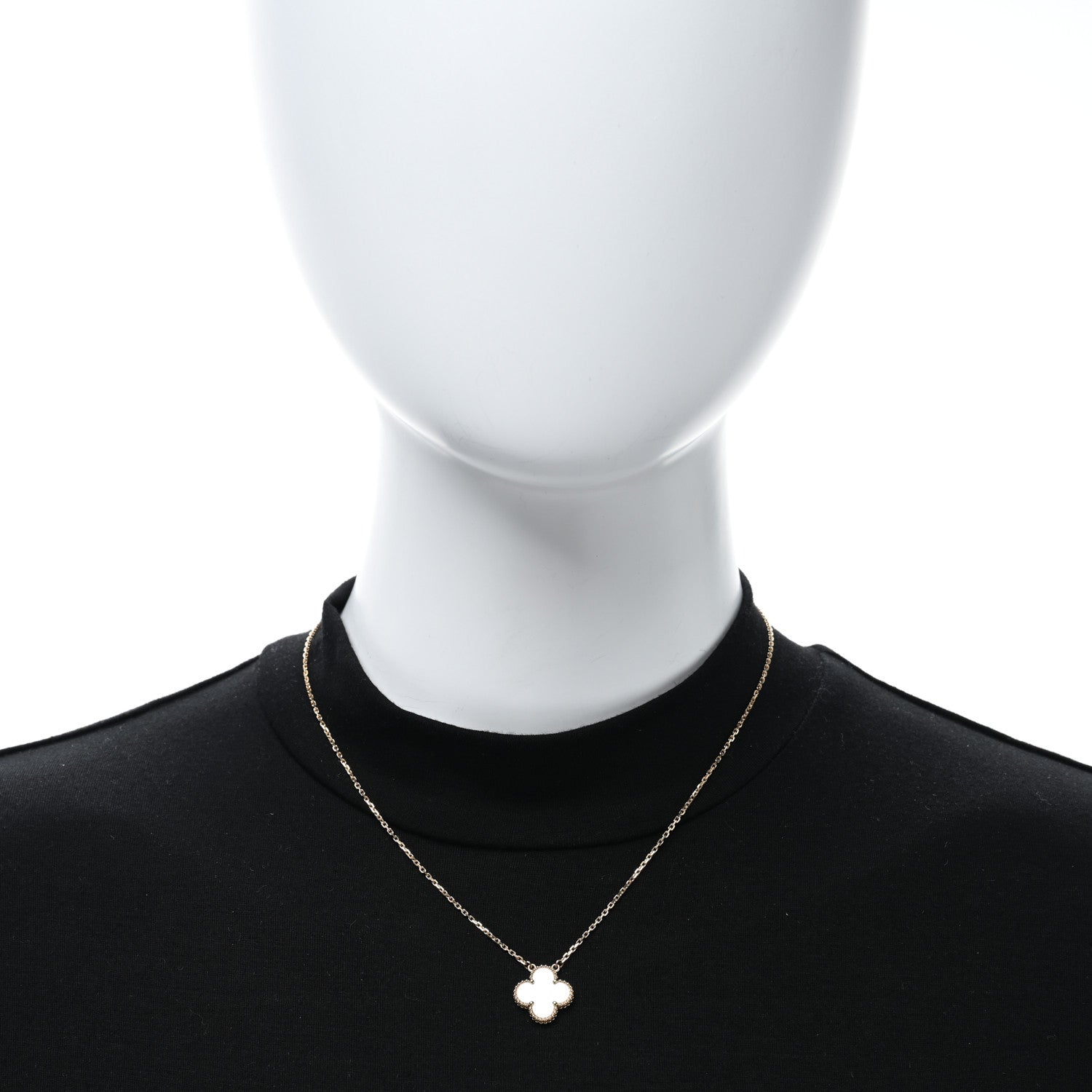 Van Cleef & Arpels 18K Yellow Gold Mother of Pearl Vintage Alhambra Pendant Necklace 2 of 5
