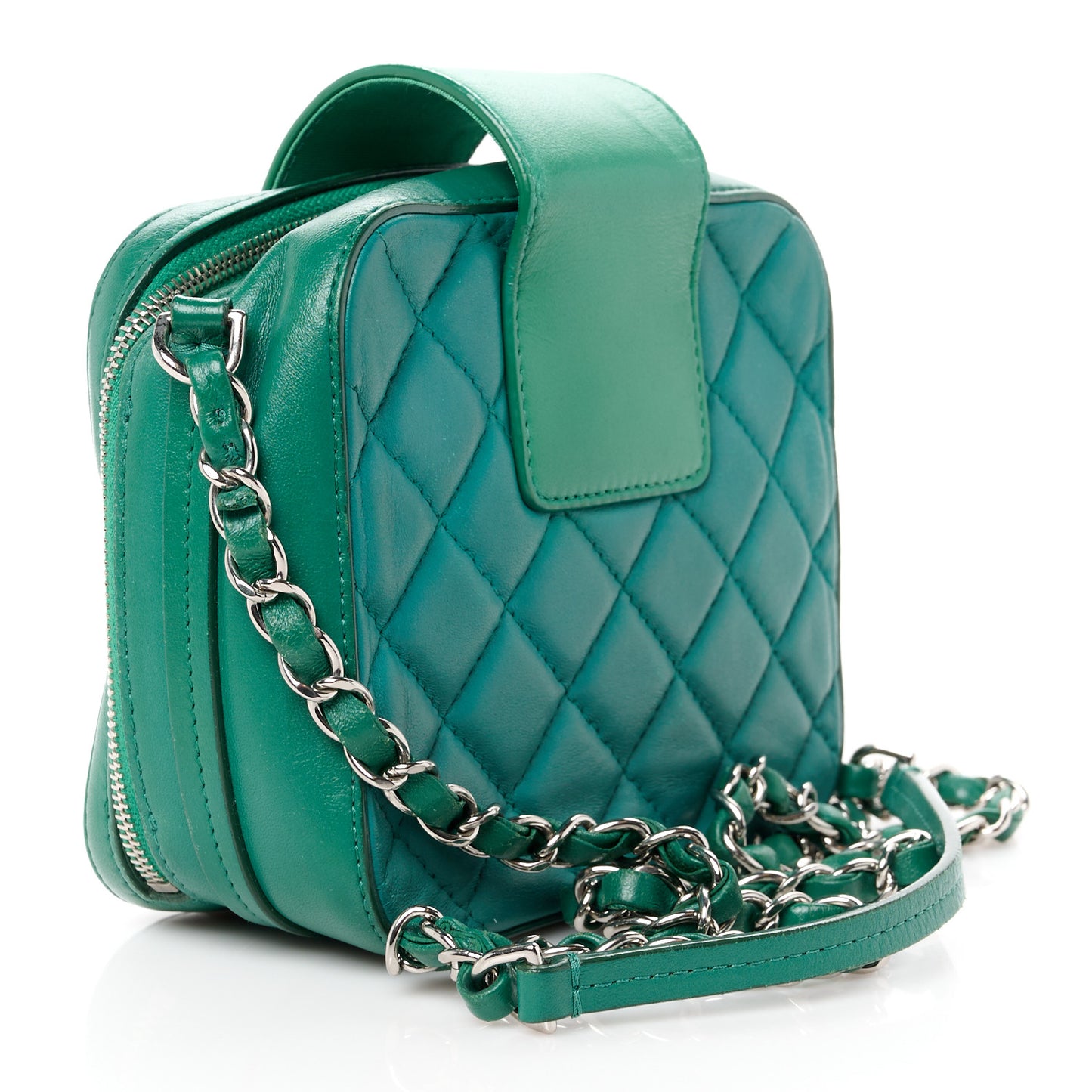 Lambskin Quilted Mini CC Box Camera Bag Green