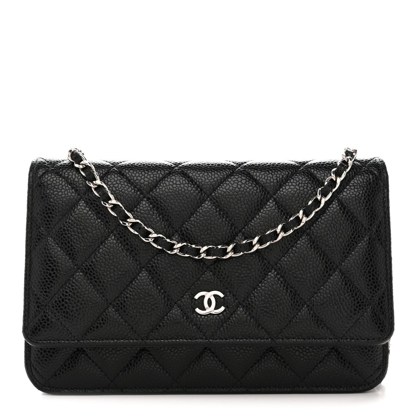 Caviar Quilted Wallet on Chain WOC Black