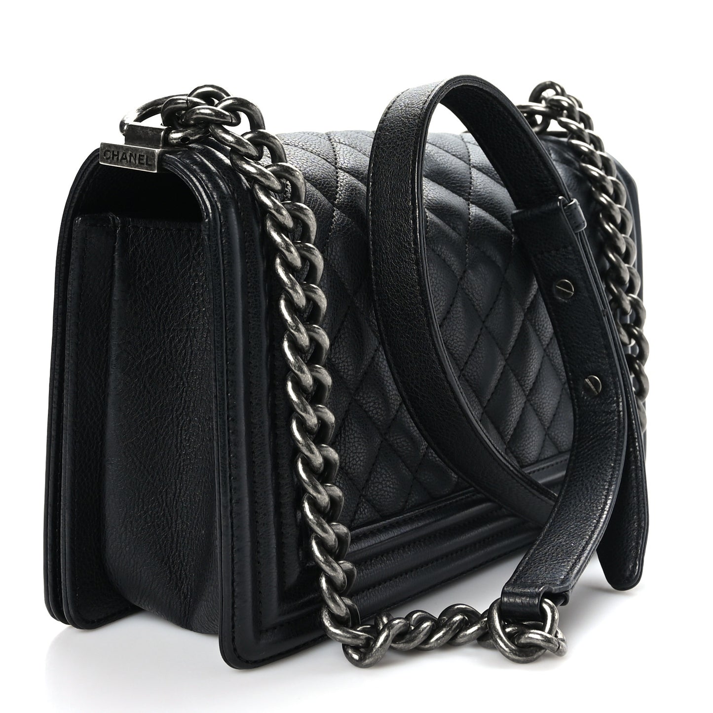 Calfskin Quilted Medium Boy Flap Black