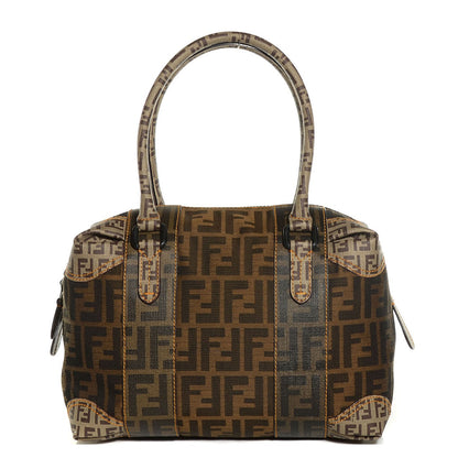 Fendi Zucca Zucchino Mixed Media Boston Tobacco 1 of 10