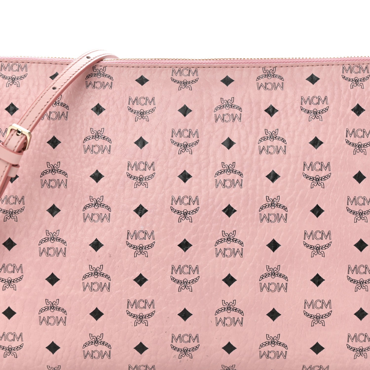 MCM Visetos Medium Crossbody Pouch Soft Pink 1739535 – FASHIONPHILE