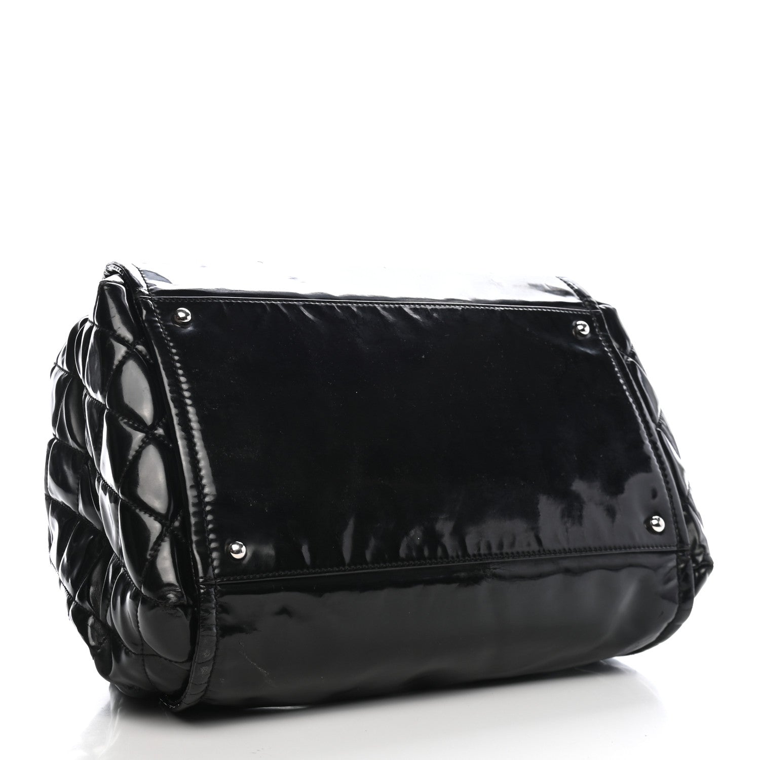 Chanel Vinyl Lipstick Ligne Accordion Tote Black 4 of 9