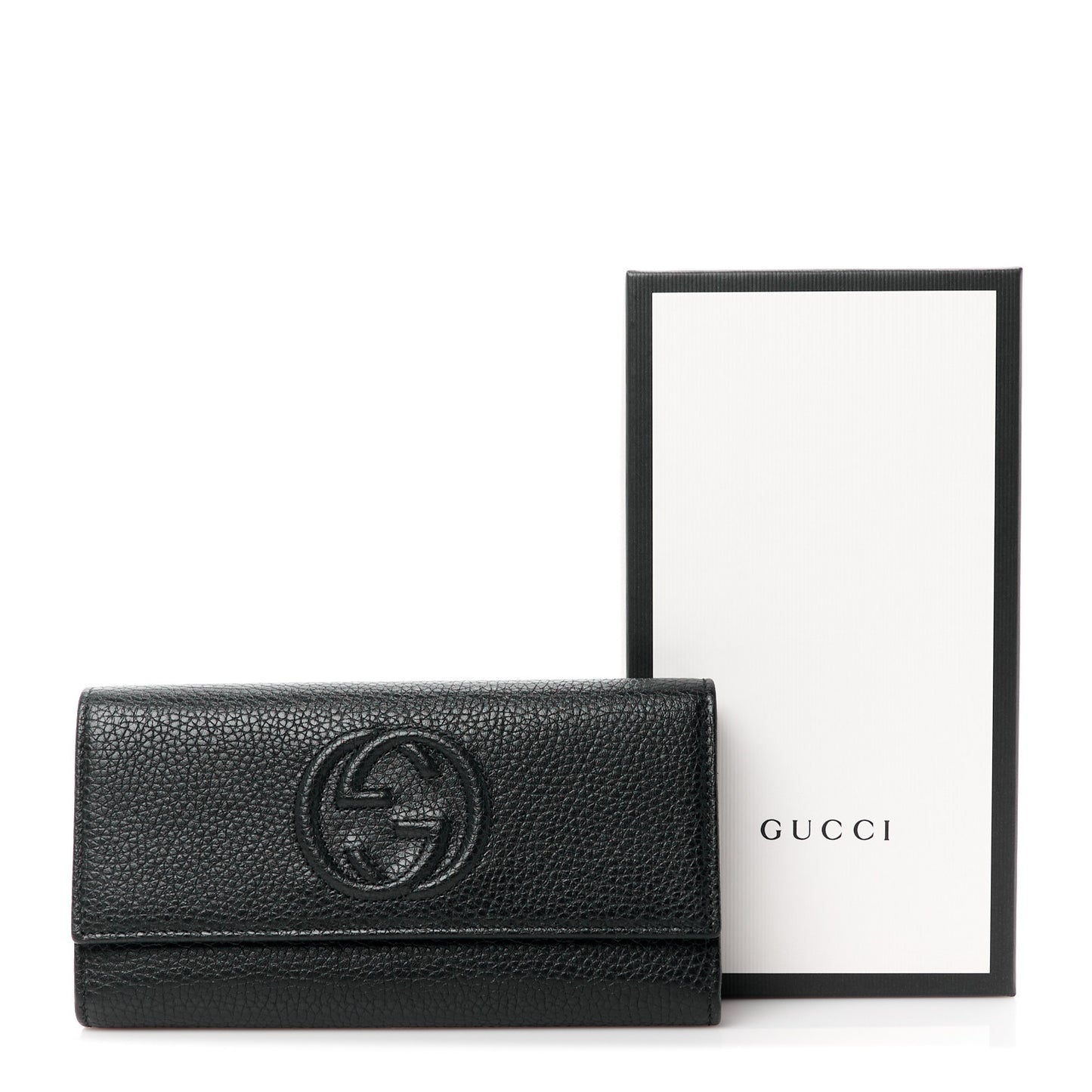 Pebbled Calfskin Large Soho Continental Wallet Black