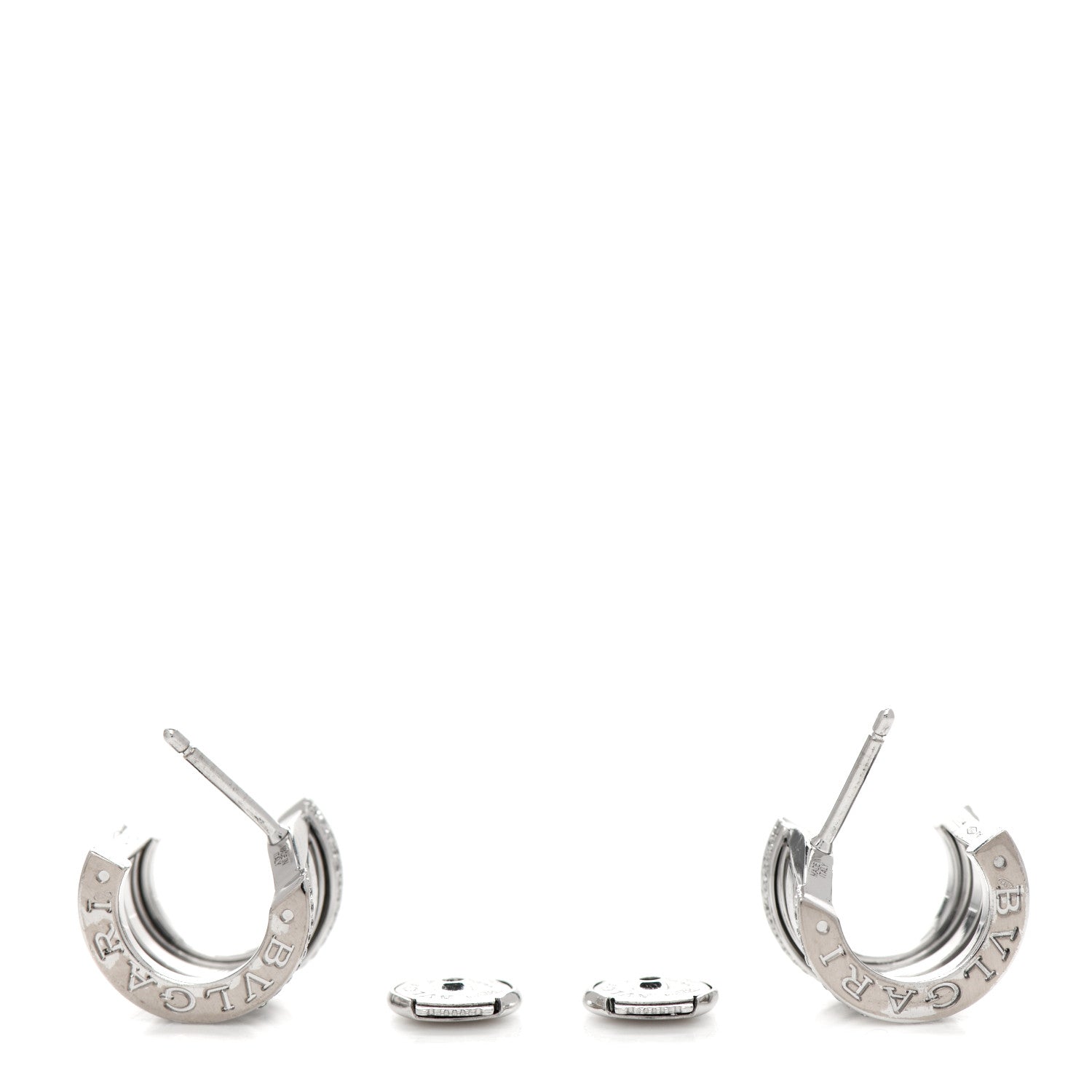 Bulgari 18K White Gold Diamond B.Zero1 Hoop Earrings 3 of 5