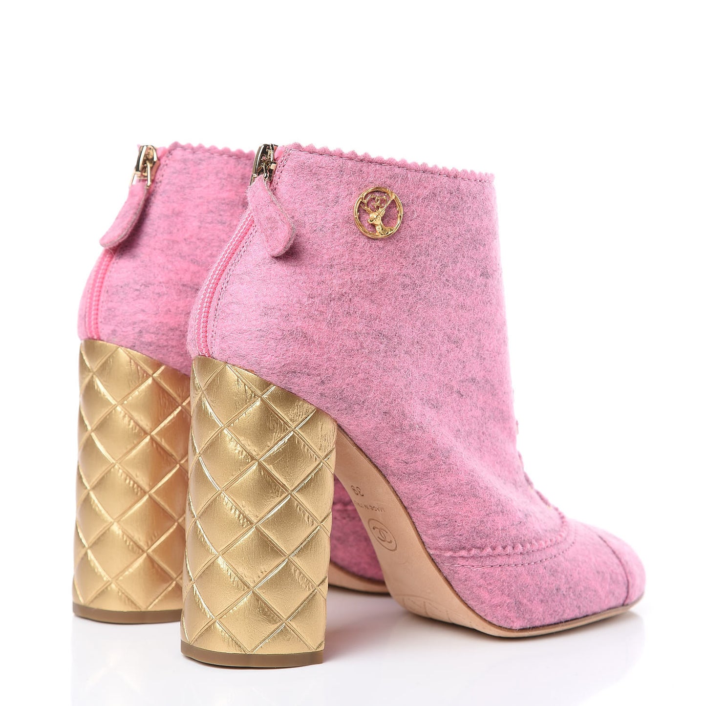 Chine Felt Short Boots 39 Pink