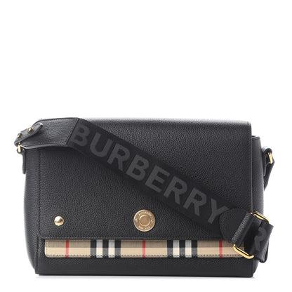 Burberry Grainy Calfskin Vintage Check Note Crossbody Bag Black 1 of 9