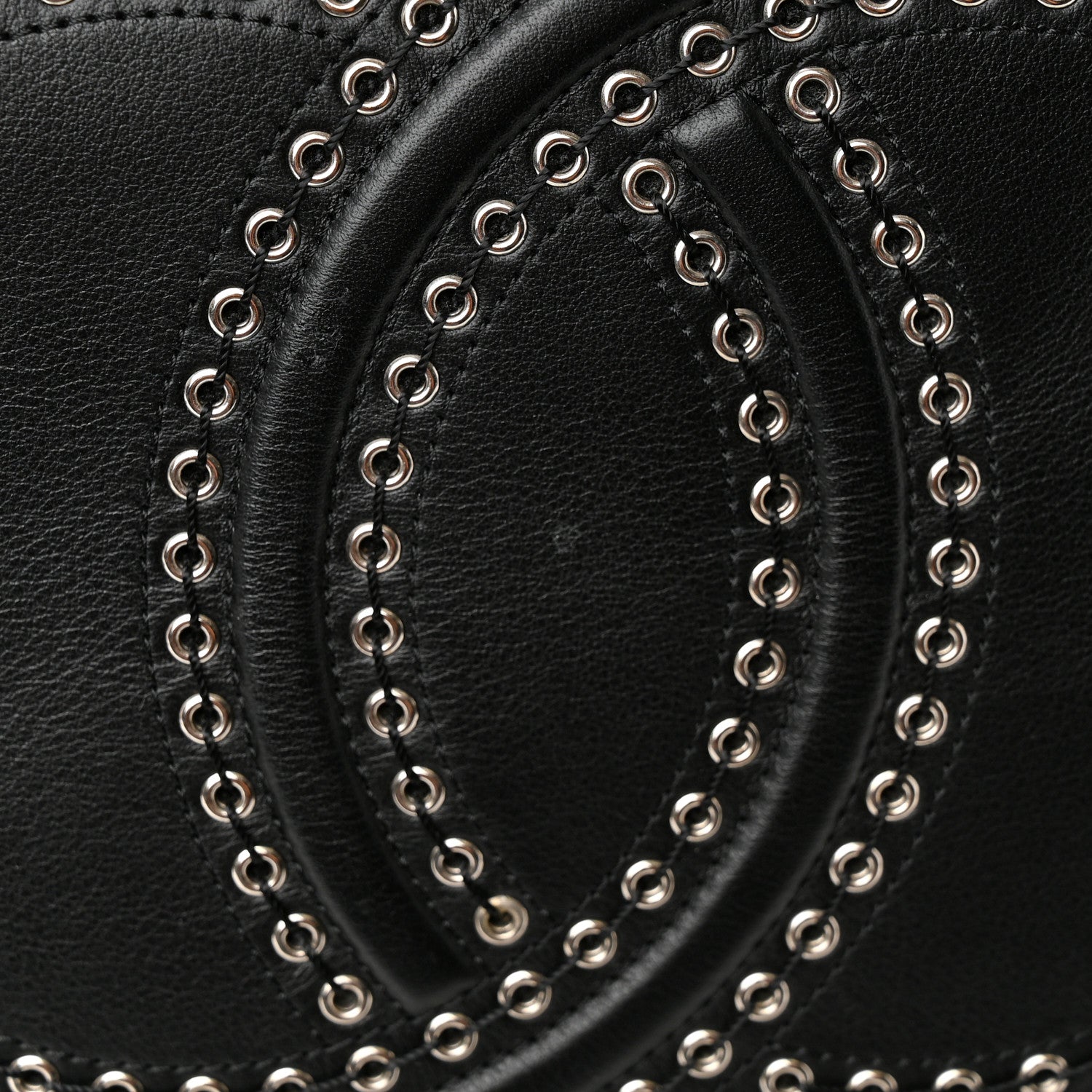 Chanel Grained Calfskin Large Coco Eyelets Shopping Tote Black 15 of 19
