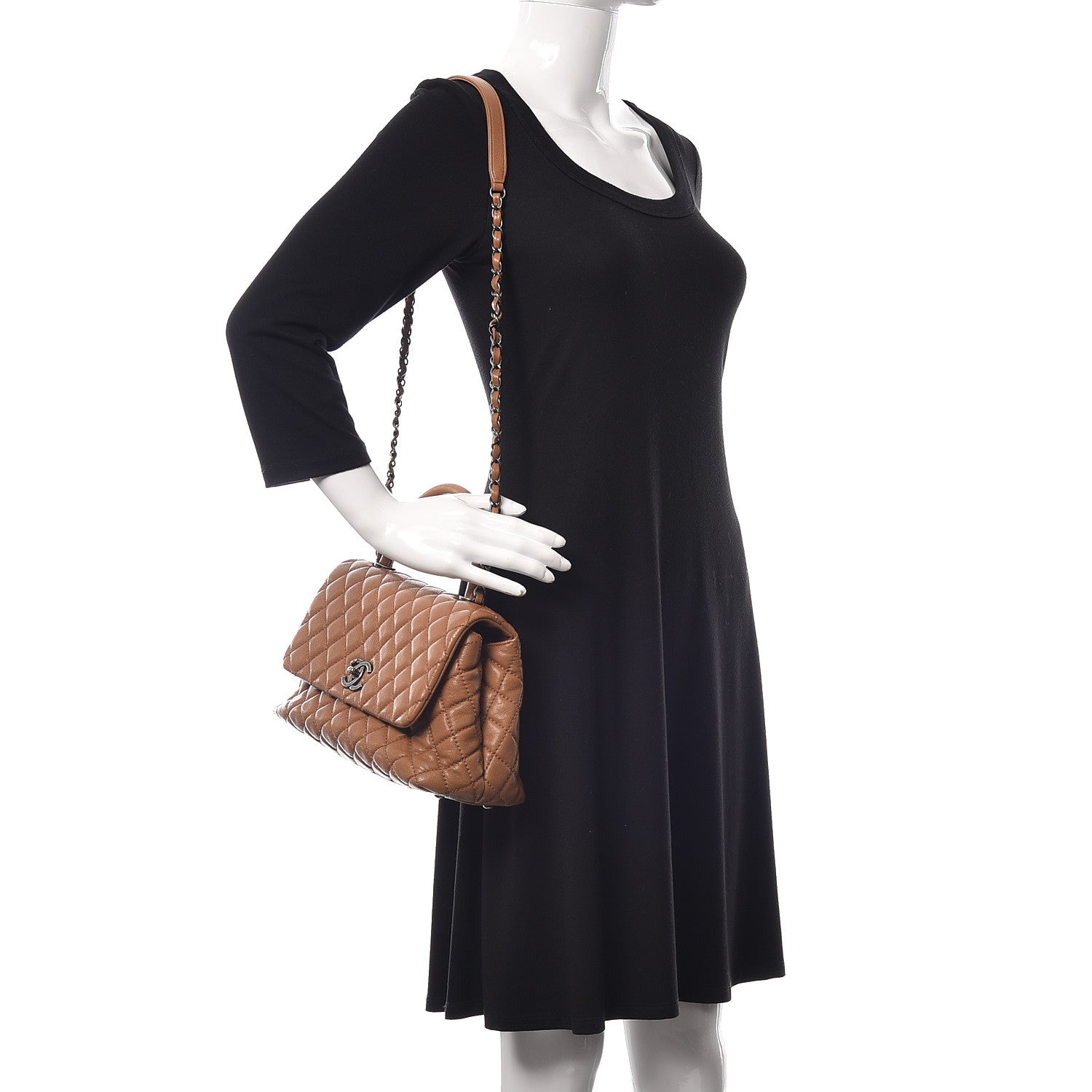 Chanel Caviar Quilted Small Coco Handle Flap Camel 2 of 9