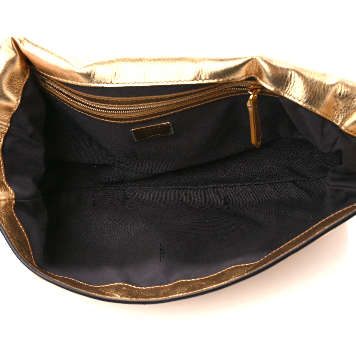 Fendi Vitello Catalan Mirror FF 1974 Embossed Large Baguette Gold 5 of 12