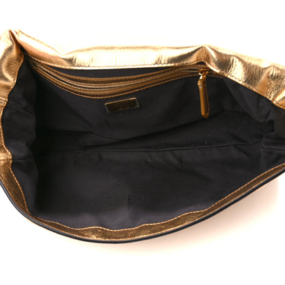 Fendi Vitello Catalan Mirror FF 1974 Embossed Large Baguette Gold 5 of 12