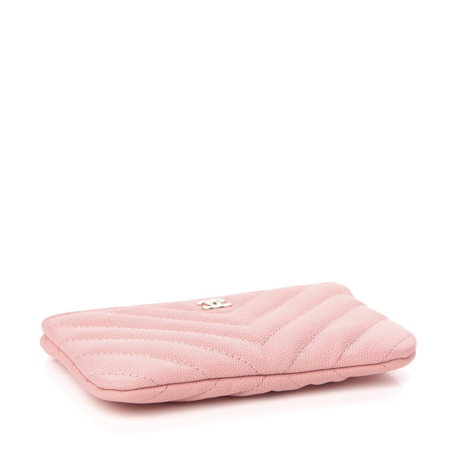 Chanel Flat Caviar Chevron Quilted Small Cosmetic Case Pink 3 of 7