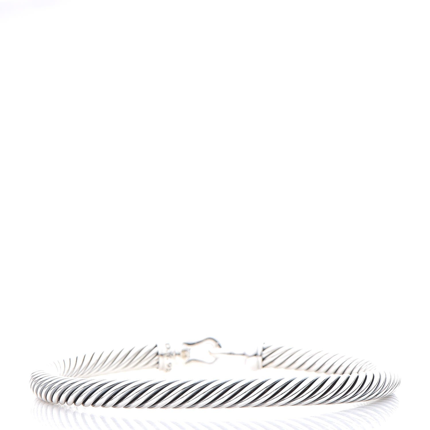 David Yurman Sterling Silver Diamond 5mm Cable Buckle Bracelet 3 of 4
