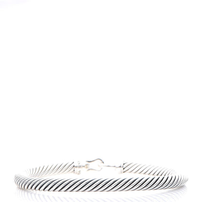 David Yurman Sterling Silver Diamond 5mm Cable Buckle Bracelet 3 of 4