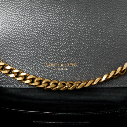Saint Laurent Grain De Poudre Textured Mixed Matelasse Triquilt Small Monogram Satchel Pebble 6 of 11