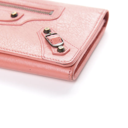 Balenciaga Agneau Classic Hardware Money Wallet Rose Azalee 7 of 13
