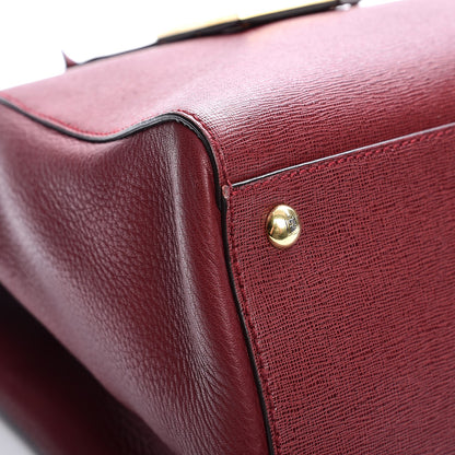 Fendi Vitello Elite Regular 2Jours Tote Rosso Scuro Ciliegia 9 of 11