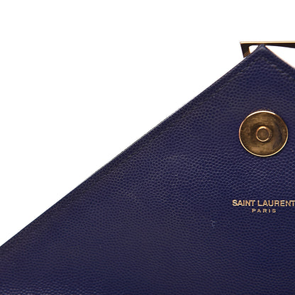 Saint Laurent Grain De Poudre Matelasse Chevron Large Monogram Satchel Blue 11 of 16