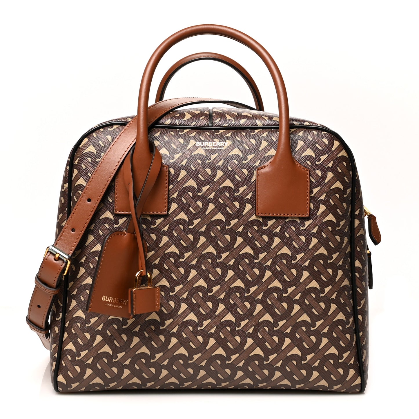 E-canvas Monogram Stripe Medium Cube Bowling Bag Bridle Brown