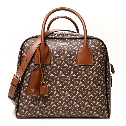 Burberry E-canvas Monogram Stripe Medium Cube Bowling Bag Bridle Brown 1 of 11