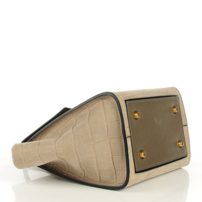Celine Smooth Calfskin Crocodile Embossed Nubuck Mini Tie Tote Grey 3 of 7