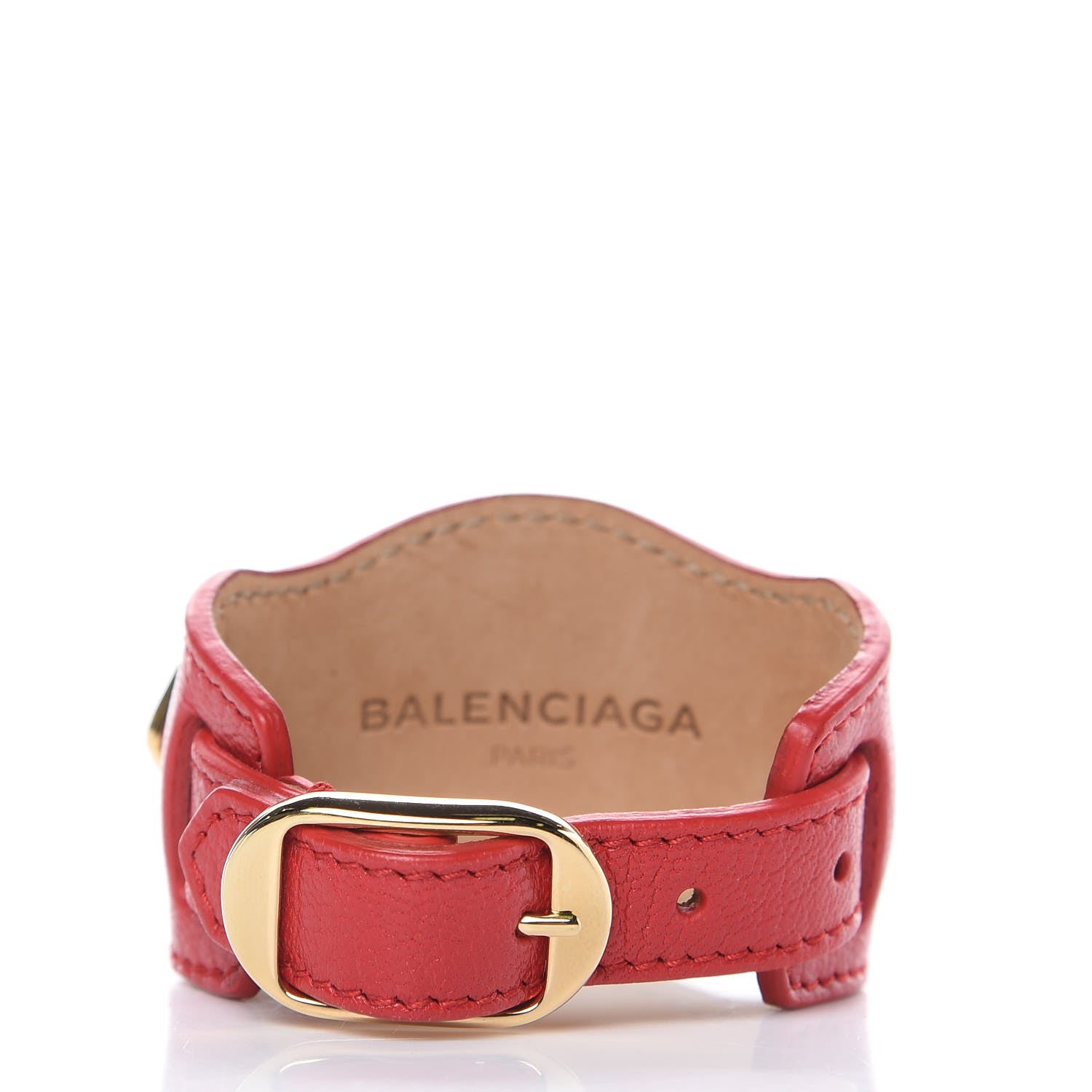 Balenciaga Chevre Gold Metallic Edge Hardware Bracelet S Rouge Grenade 3 of 6