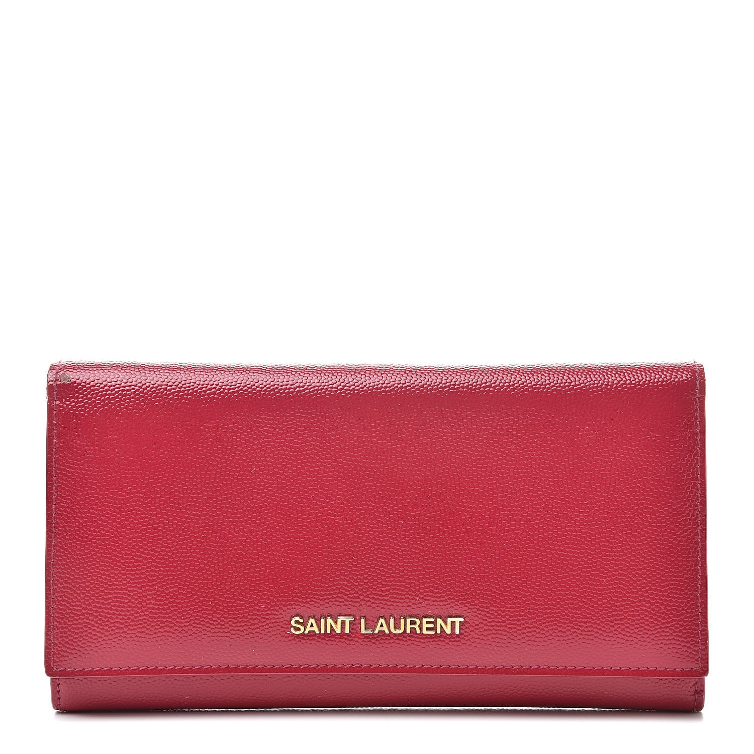 Saint Laurent Patent Grain de Poudre Classic Large Letters Flap Wallet Bubblegum 1 of 15