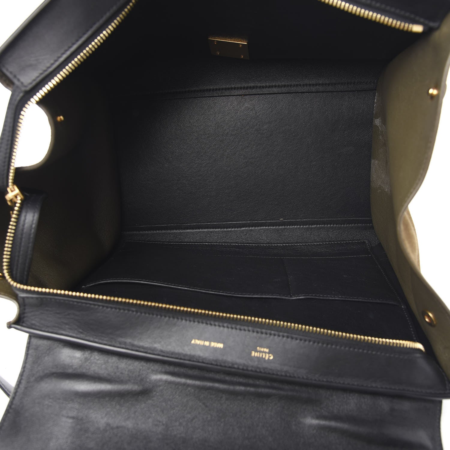 Celine Smooth Calfskin Suede Medium Tri-Color Trapeze Cream Black Brown 4 of 11