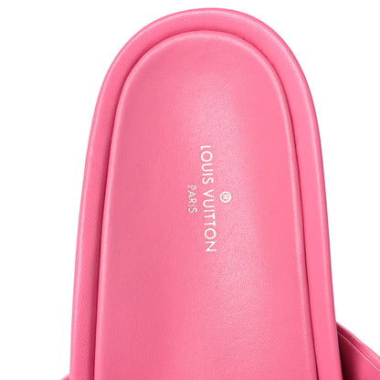 Louis Vuitton Lambskin Embossed Monogram Jumbo Flatform Mule Sandals 38.5 Rose Pop 7 of 8