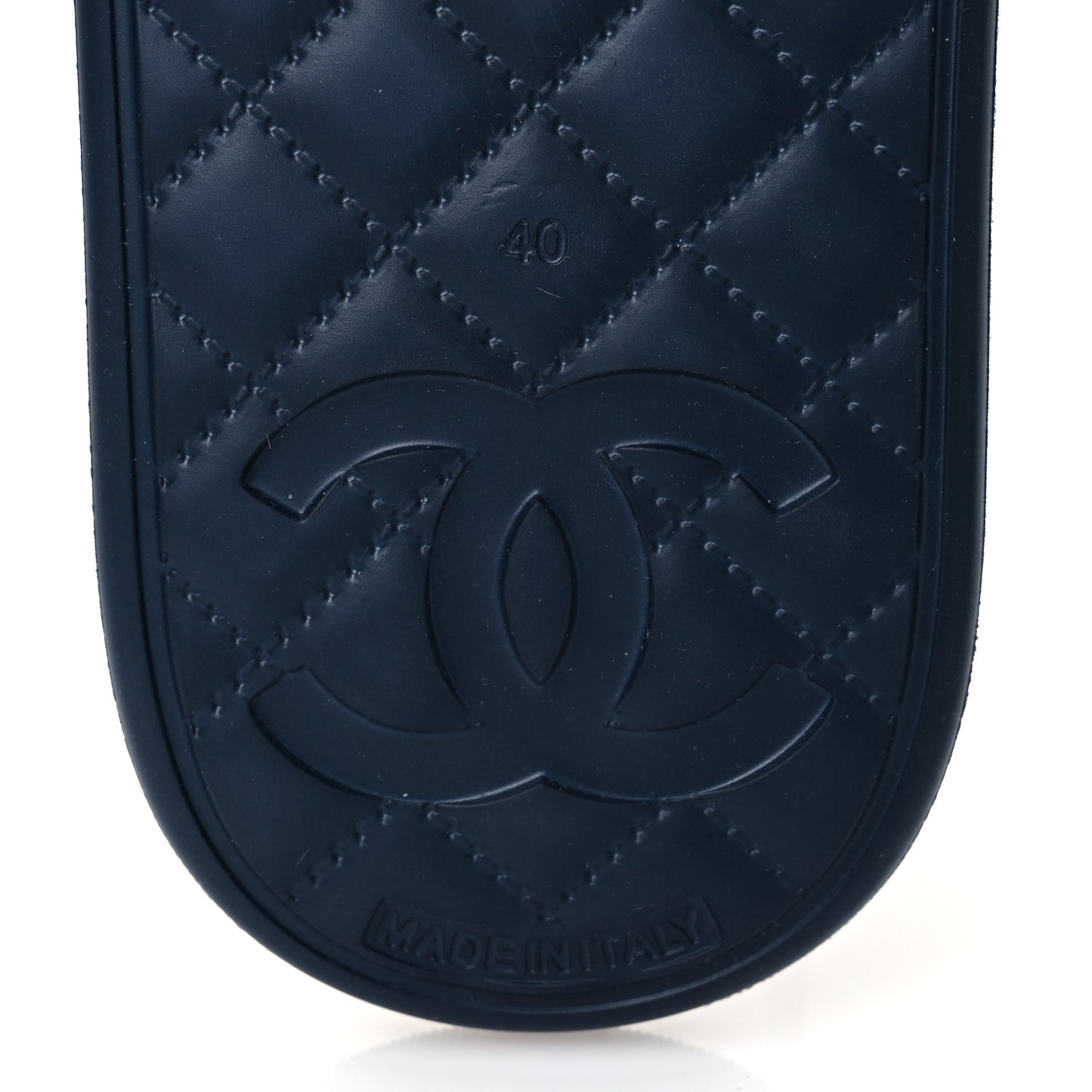 Tweed Rubber CC Flat Mules 40 Navy
