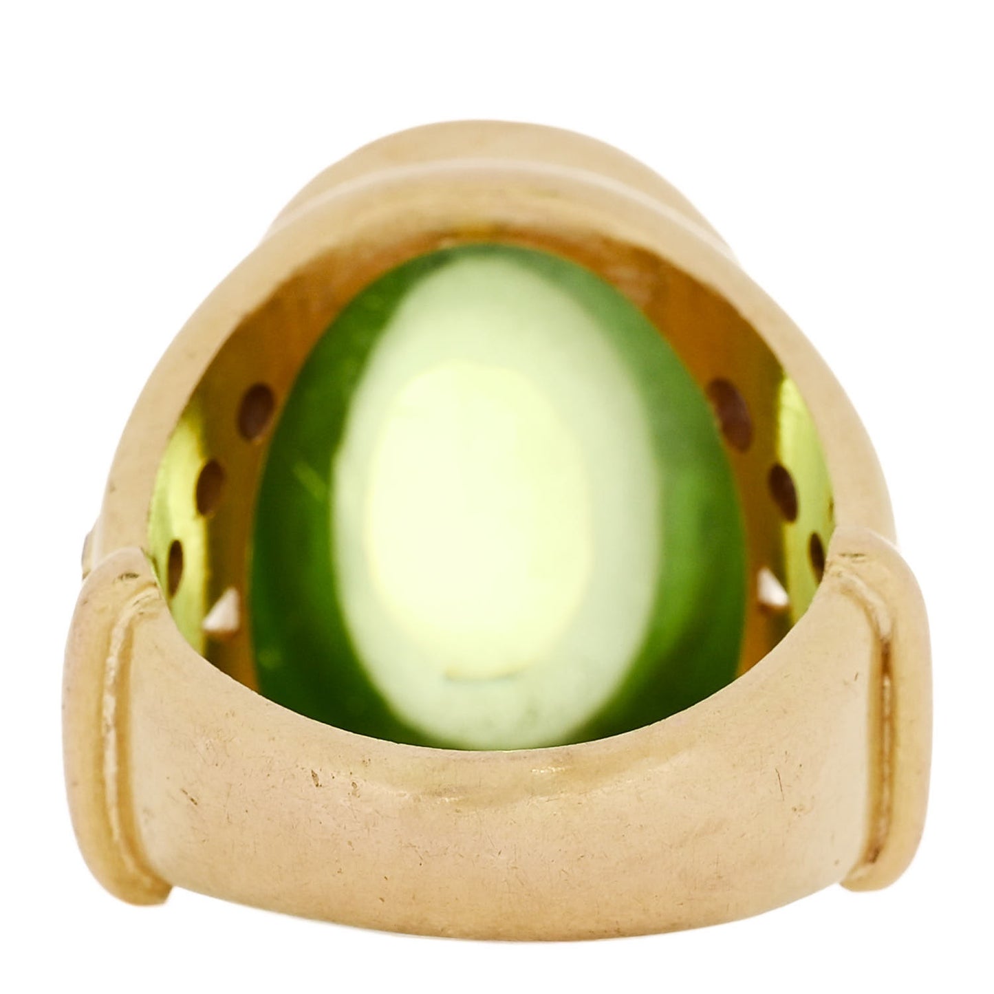 19K Yellow Gold Peridot Pink Sapphire Cabochon Ring 53 6.5