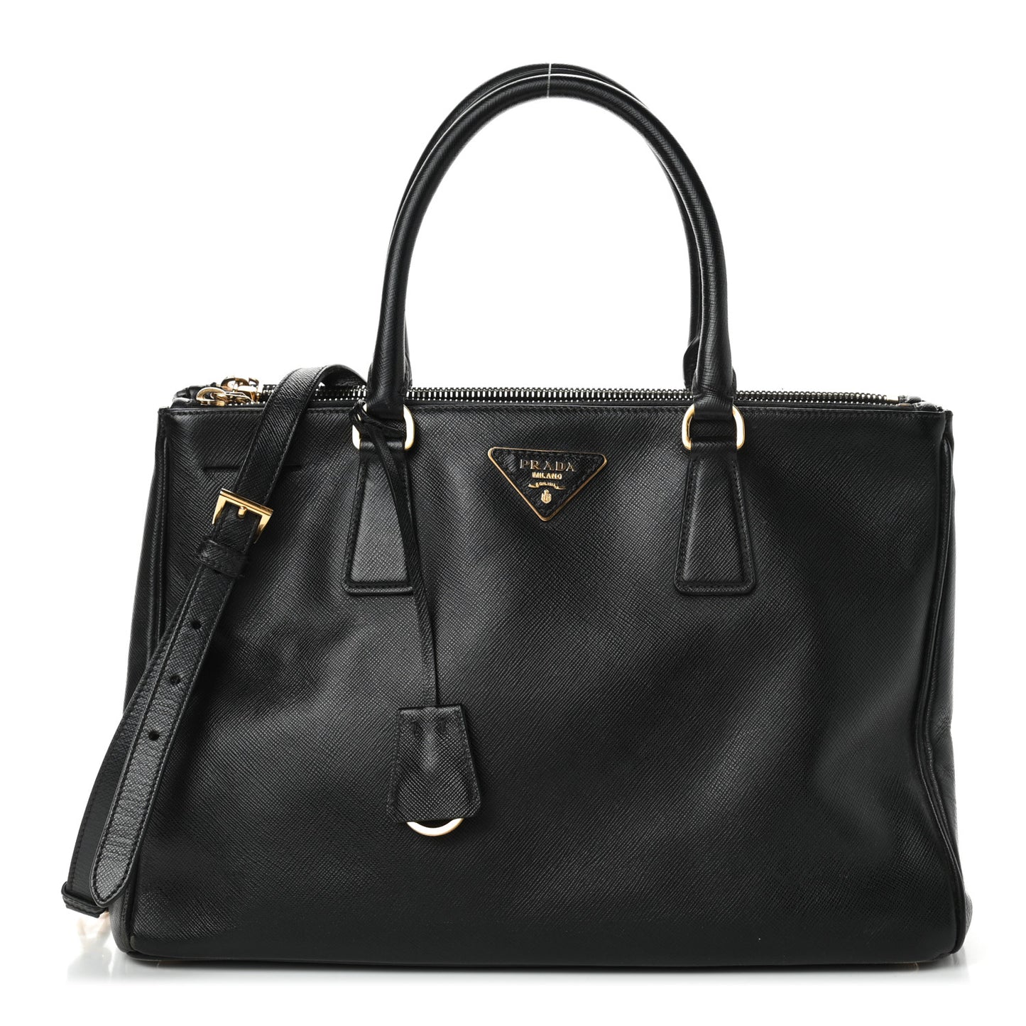 Saffiano Medium Galleria Double Zip Tote Black