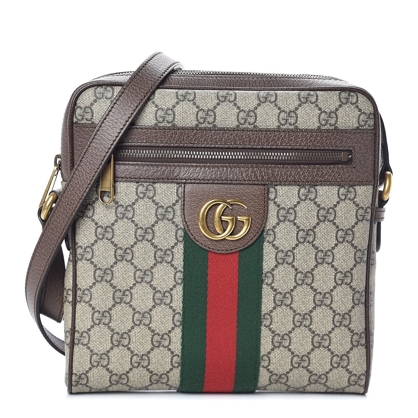 GG Supreme Monogram Web Small Ophidia Messenger Bag Brown