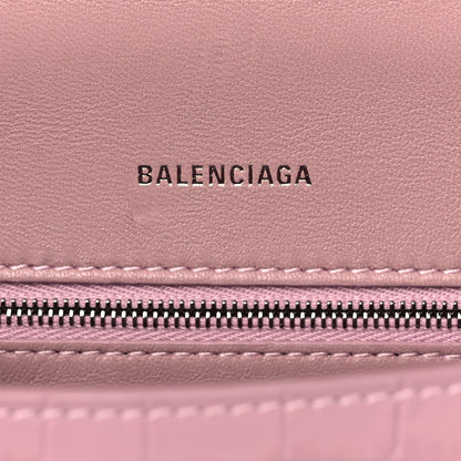 Balenciaga Shiny Calfskin Crocodile Embossed Small Hourglass Top Handle Bag Powder Pink 5 of 16